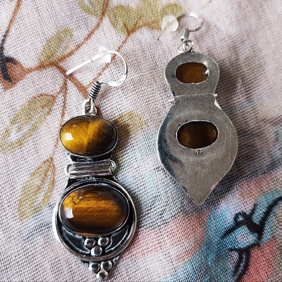 Tiger's Tiger Eye Sterling 925 Brand New Pierced Earrings - Picture 3 of 9